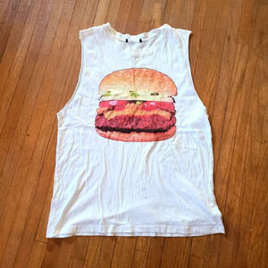 Fun Muscle Tee • Hamburger • Food • Graphic • Size Large